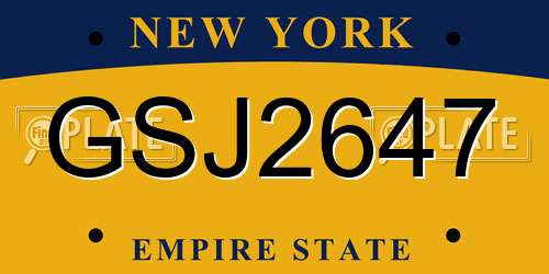 GSJ2647 New York License Plate