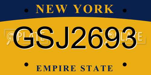 GSJ2693 New York License Plate
