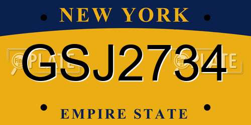 GSJ2734 New York License Plate