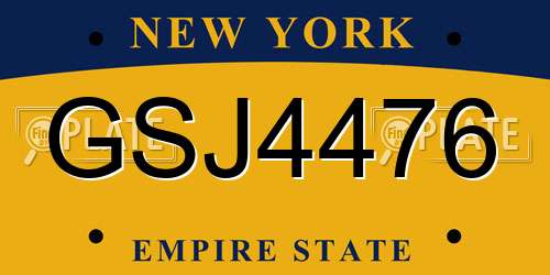 GSJ4476 New York License Plate