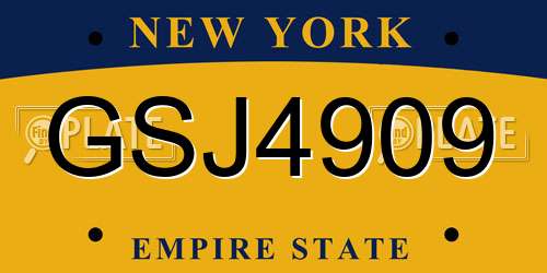 GSJ4909 New York License Plate