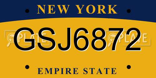 GSJ6872 New York License Plate