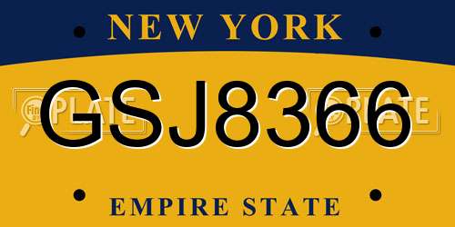 GSJ8366 New York License Plate