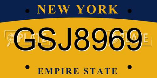 GSJ8969 New York License Plate
