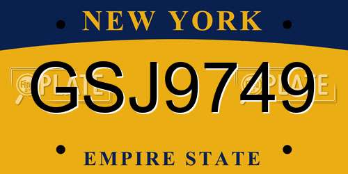 GSJ9749 New York License Plate