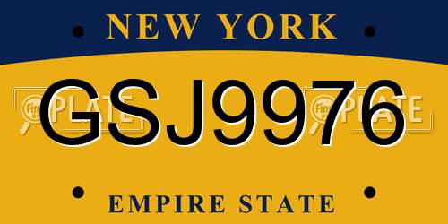 GSJ9976 New York License Plate