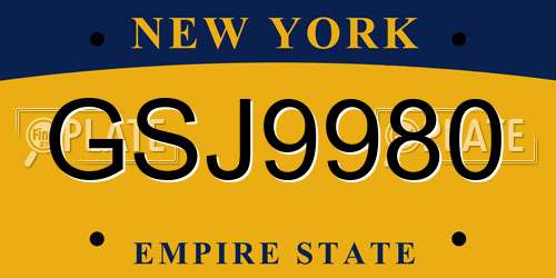 GSJ9980 New York License Plate