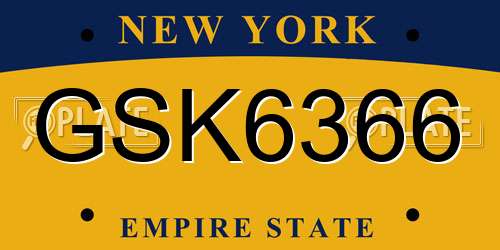 GSK6366 New York License Plate