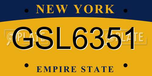 GSL6351 New York License Plate