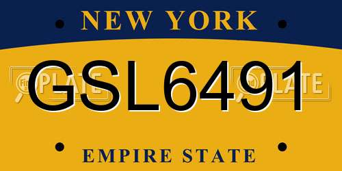 GSL6491 New York License Plate