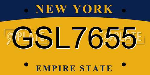 GSL7655 New York License Plate