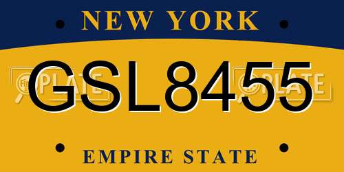 GSL8455 New York License Plate