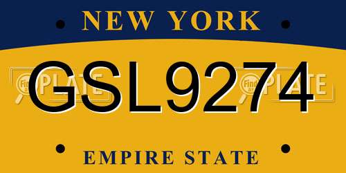 GSL9274 New York License Plate