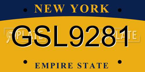 GSL9281 New York License Plate