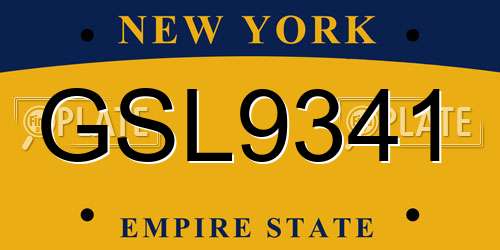 GSL9341 New York License Plate