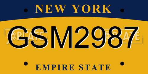 GSM2987 New York License Plate