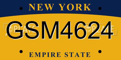 GSM4624 New York License Plate