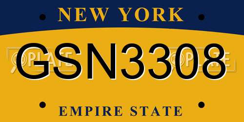 GSN3308 New York License Plate