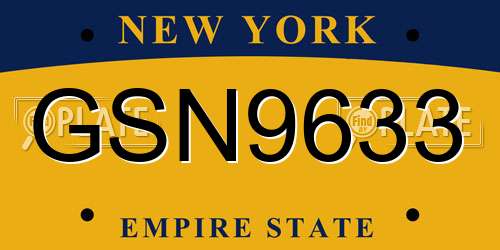 GSN9633 New York License Plate