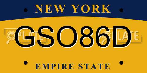 GSO86D New York License Plate