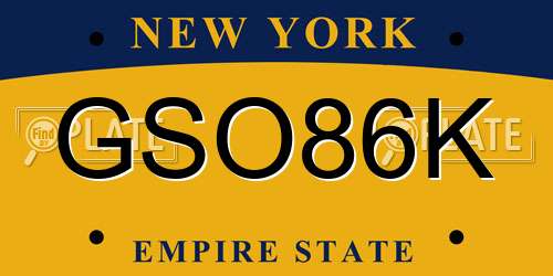 GSO86K New York License Plate