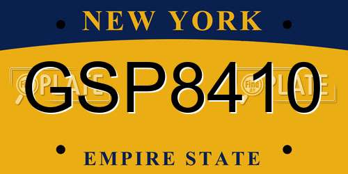 GSP8410 New York License Plate