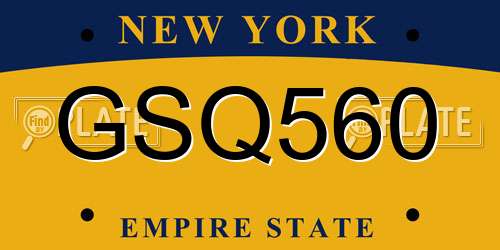 GSQ560 New York License Plate