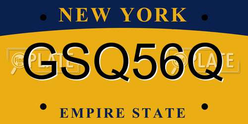 GSQ56Q New York License Plate