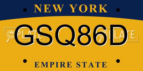 GSQ86D New York License Plate