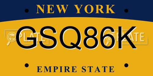 GSQ86K New York License Plate