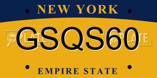 GSQS60 New York License Plate