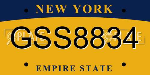 GSS8834 New York License Plate