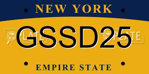 GSSD25 New York License Plate
