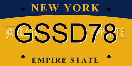 GSSD78 New York License Plate