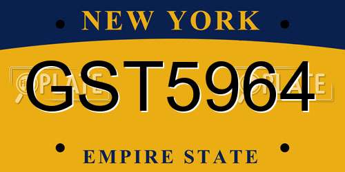 GST5964 New York License Plate