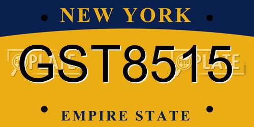 GST8515 New York License Plate