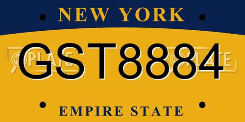 GST8884 New York License Plate