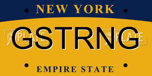 GSTRNG New York License Plate