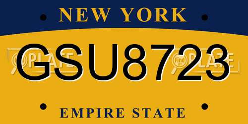 GSU8723 New York License Plate