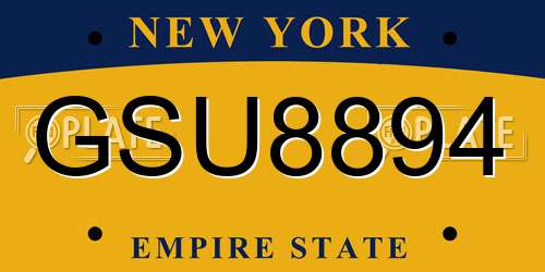 GSU8894 New York License Plate
