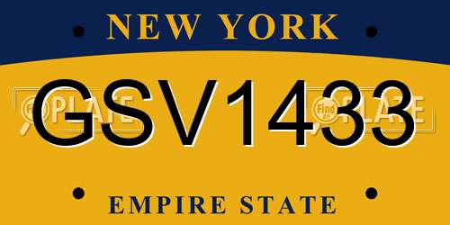 GSV1433 New York License Plate