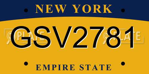 GSV2781 New York License Plate