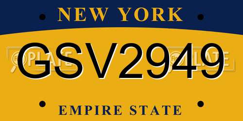 GSV2949 New York License Plate