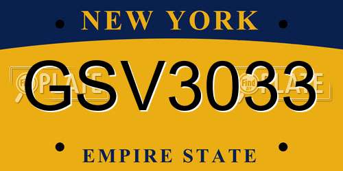 GSV3033 New York License Plate
