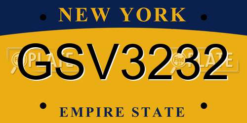 GSV3232 New York License Plate
