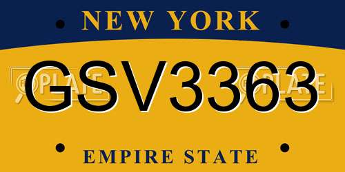 GSV3363 New York License Plate