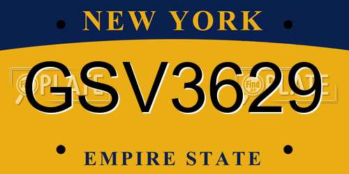 GSV3629 New York License Plate