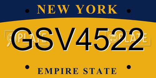 GSV4522 New York License Plate