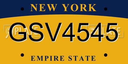 GSV4545 New York License Plate