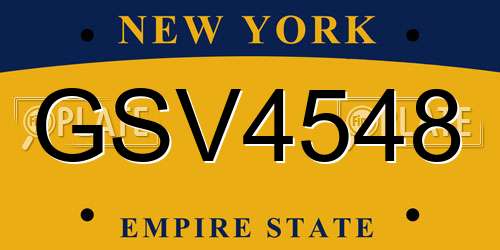 GSV4548 New York License Plate